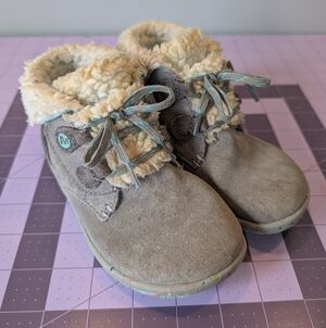 Merrell Bare Steps Boots Shoes Grey With Sherpa Kids Toddler Size 10